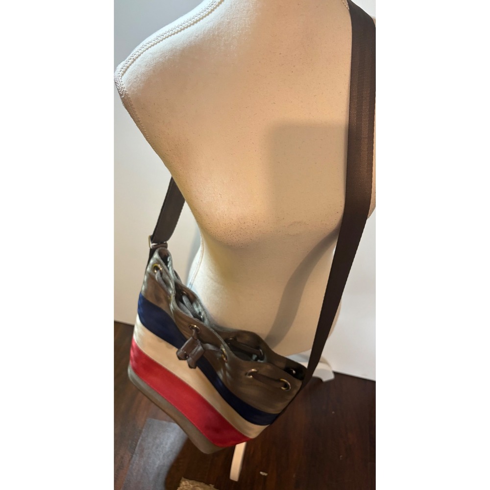 RARE Harveys Seatbelt Bag Berkeley Bucket Crossbody Red White Blue Stripe USA